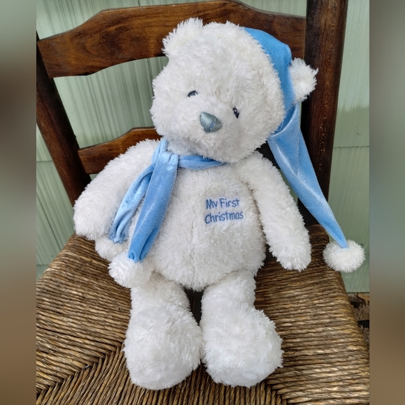 ÷Baby Gund Polar Bear White Bear, Personalized My First Christmas Baby Gift - Picture 2 of 12
